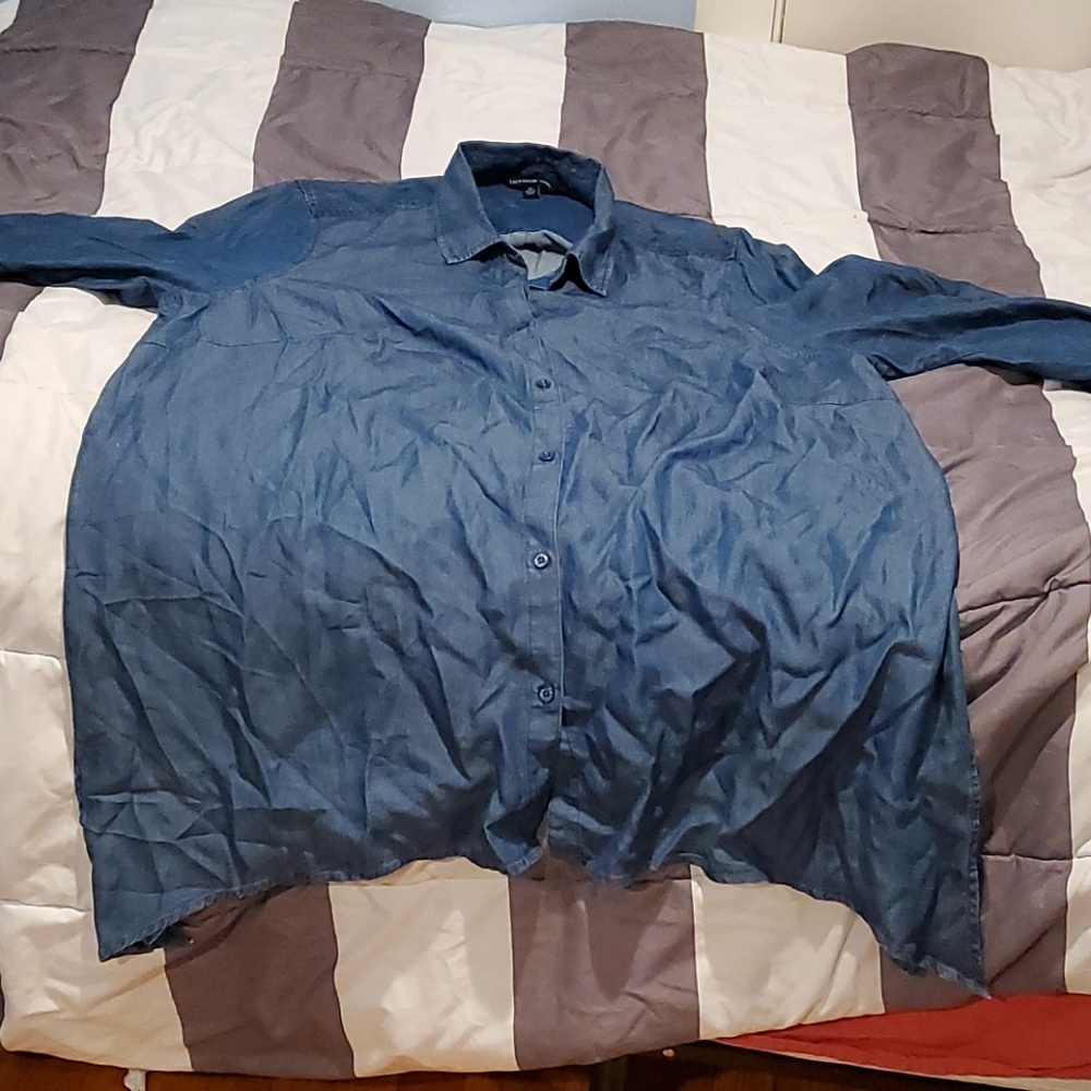 Long sleeve blue collared shirt